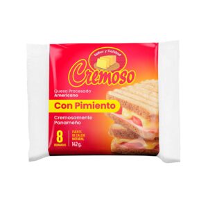 Cremoso Queso Amarillo Tipo Americano Con Pimiento 8 Rebanadas