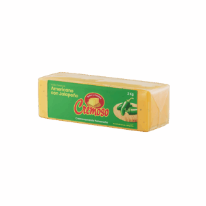 Queso Cremoso Amarillo Americano Jalapeño en Barra 2 Kg