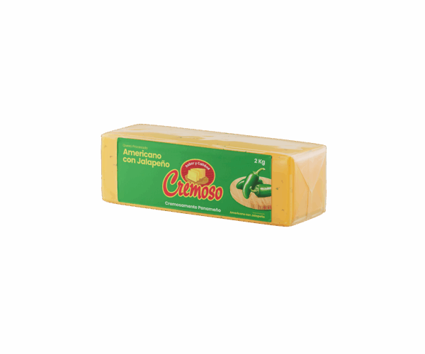 Queso Cremoso Amarillo Americano Jalapeño en Barra 2 Kg