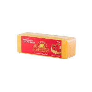 Cremoso Queso Amarillo tipo Americano con Pimiento en Barra 2 Kg