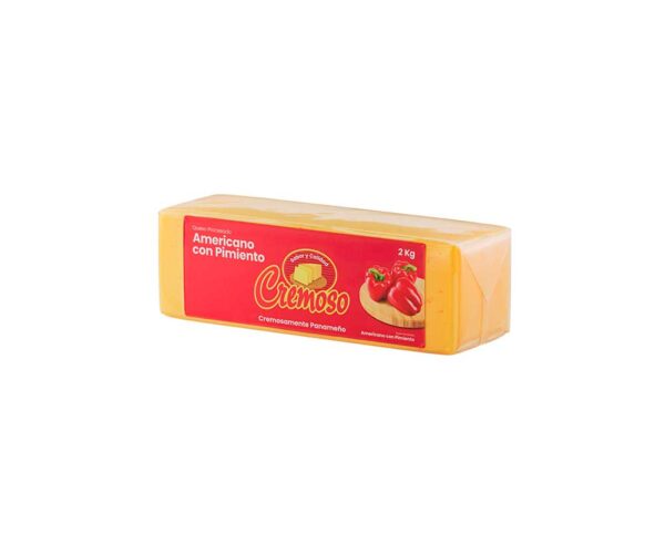 Cremoso Queso Amarillo tipo Americano con Pimiento en Barra 2 Kg
